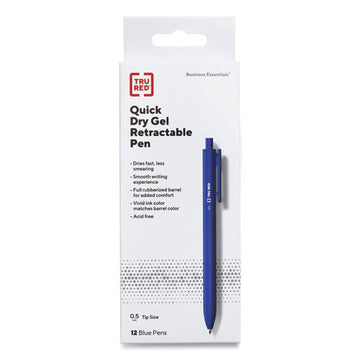 TRU RED™ Quick Dry Gel Pen, Stick, Fine 0.5 Mm, Blue Ink, Blue Barrel, 24-pack freeshipping - TVN Wholesale